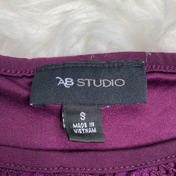 AB Studio Purple Batwing Layered Mesh Top - Picture 9 of 10